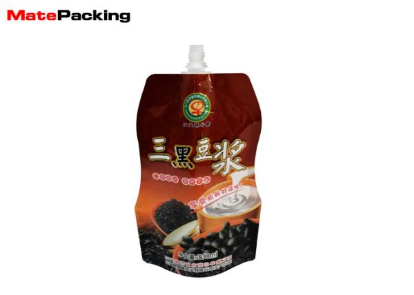 Gravure Printing Stand Up Pouch Bags , Soybean Drink Packaging Plastic Pouches For Liquids