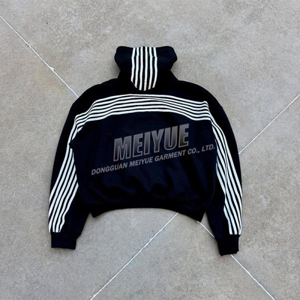 Striped Designer Dirty Streetwear Tracksuit Baggy Cargo Sweatpants And Hoodie Set