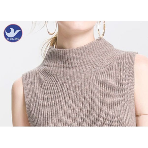 Mock Neck Sleeveless Womens Knitted Dresses Loose fitting Contrast Color