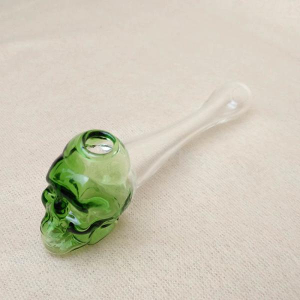 Skull Pyrex Glass Bubbler Pipe / Oil Burner Bong Pipe Nail Small Size