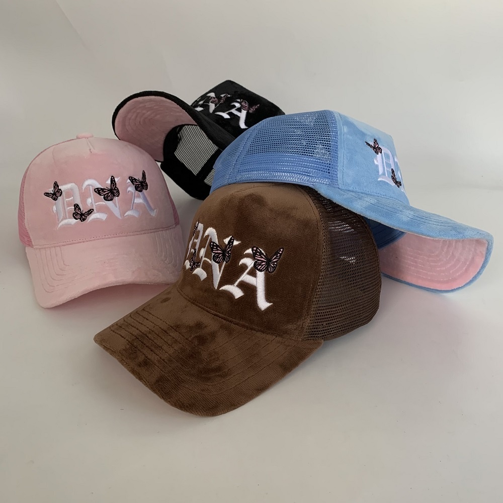 Suede Trucker Snapback Velvet Trucker Hat Cap Breathable Structured Cap