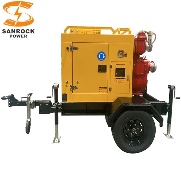 80-120L bomba de riego móvil con motor diésel de control de inundaciones remolque bomba de presión de agua