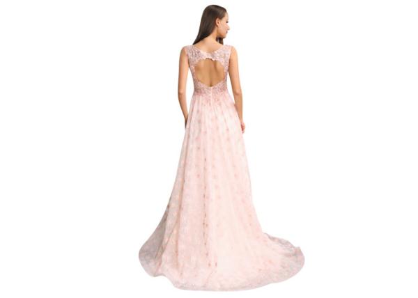 Embroidered Wedding Lace Sleeveless Evening Dress Floor - Length For Formal Party