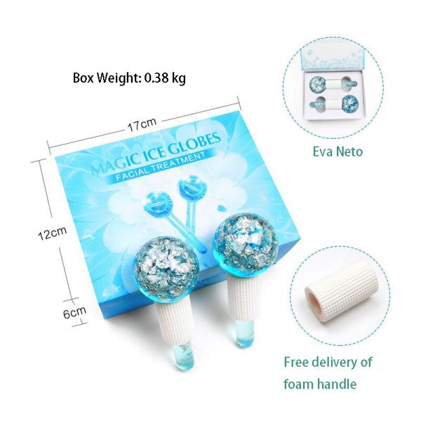 Borosilicate Glass 24K Gold Foil Ice Globes for Facial Massager to Reduce Puffiness Inflammation and Bags Under Eyes