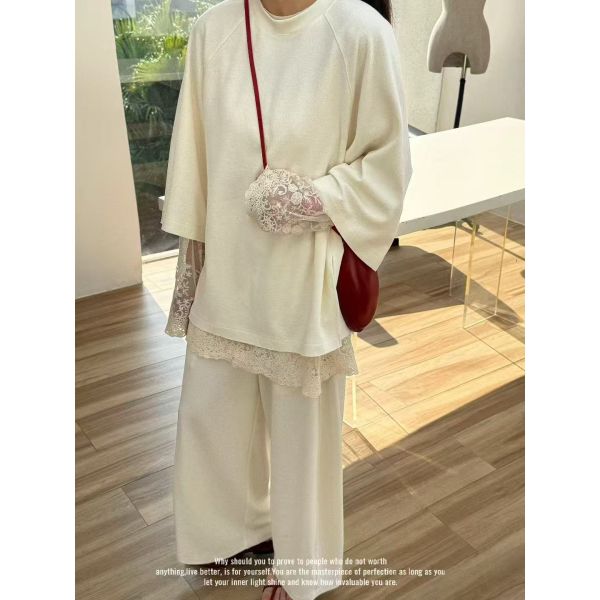 Fashion Texture Knitted Co-ord Set with Premium Blended Material, 59% Polyester 26% Regenerated Cellulose Fiber 5% Wool 5% Silk 5% Spandex, Elastic Comfortable Daily Knit Suit
