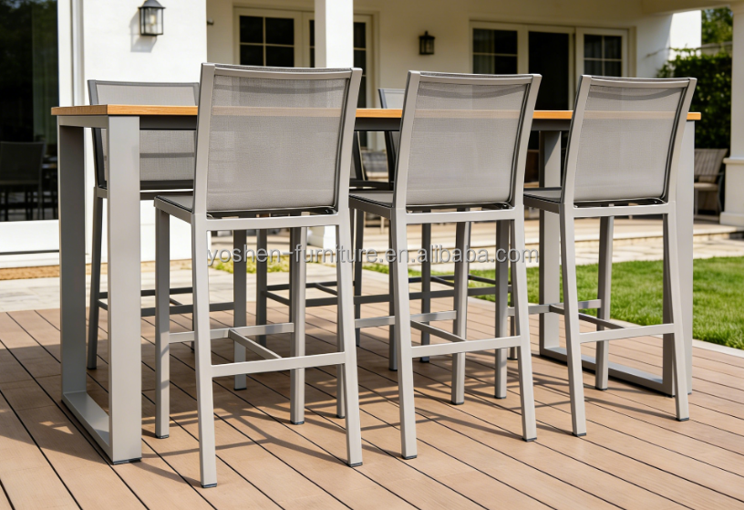 Aluminum Outdoor Bar Stool Waterproof & UV-Resistant Patio & Bar High Stool