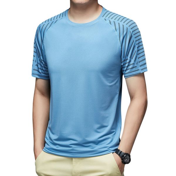 Summer Thin Breathable Running Fitness Loose Short Sleeve T Shirt For Men