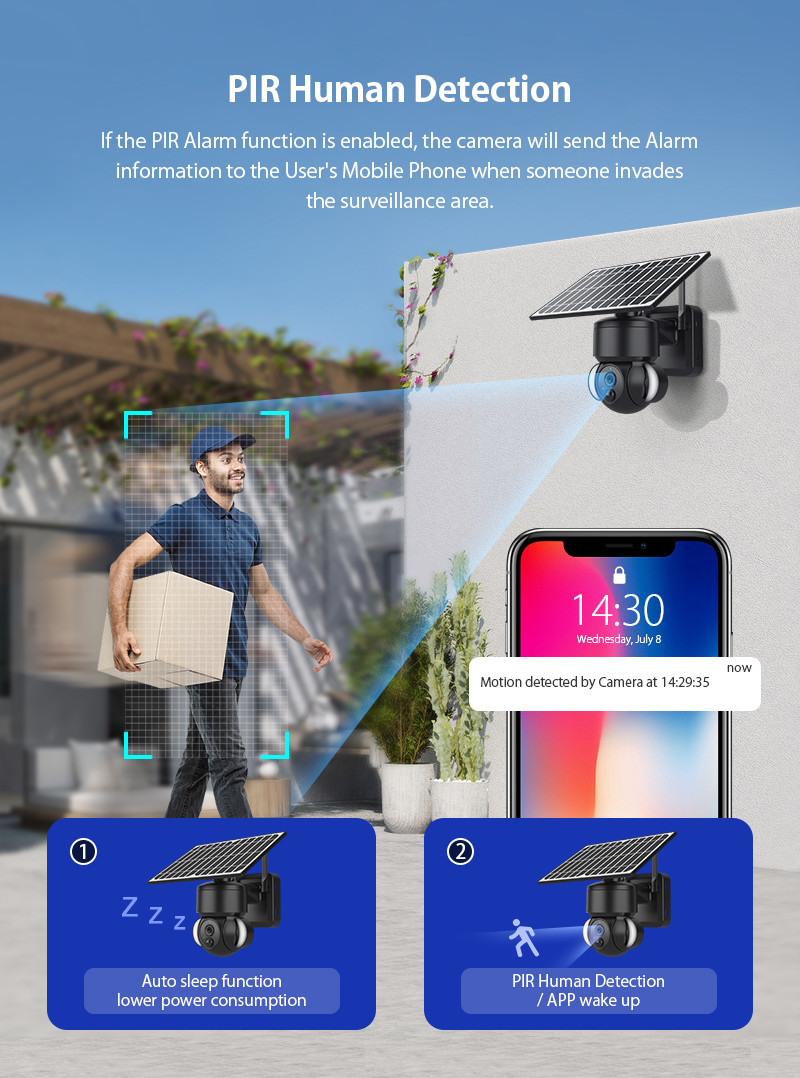 Камера слежения IP66 водоустойчивая WiFi 4G солнечная для на открытом воздухе наблюдения