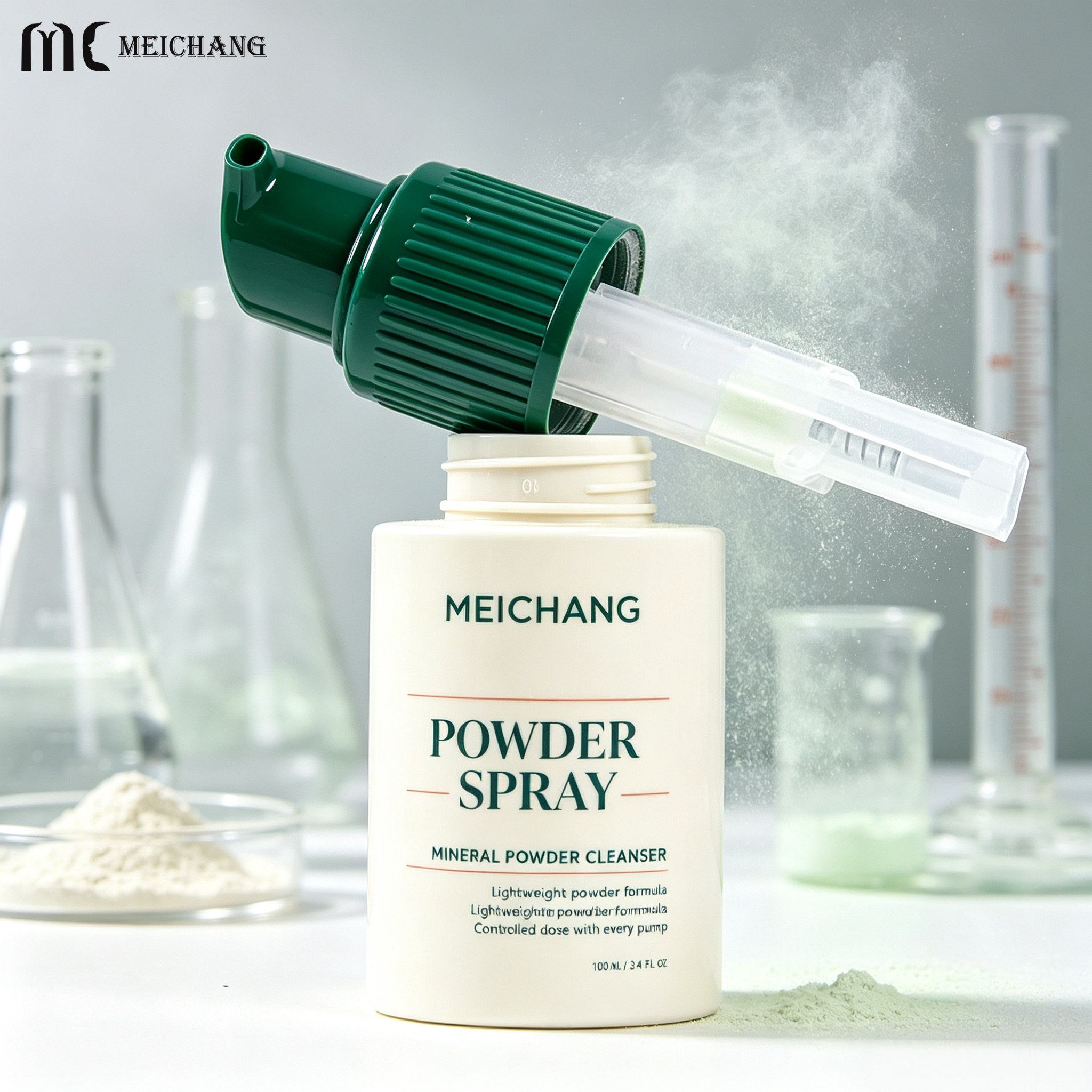 60ml 80ml 120ml Custom PET Powder Spray Bottle with Powder Pump (MC-1507)