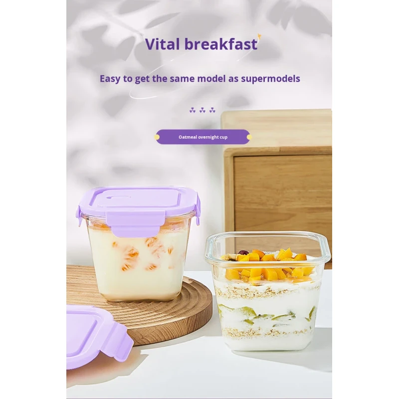 Large Capacity 850ml Microwave Refrigerator Safe Square Glass Food Container with Sealed Lid