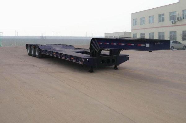 SGS Low Bed Semi Trailer With Air Suspension For Loaders Transportation