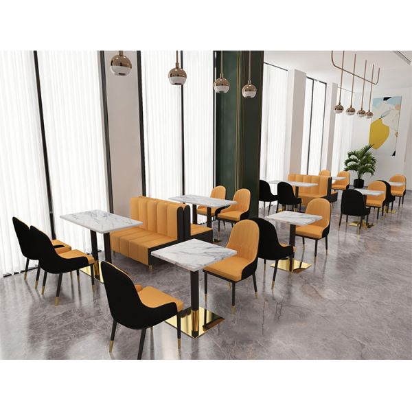 Nordic Orange Retro Dining Chairs Ergonomic Design Coffee Shop Restaurant Marble Dining Table Modern Armchairs