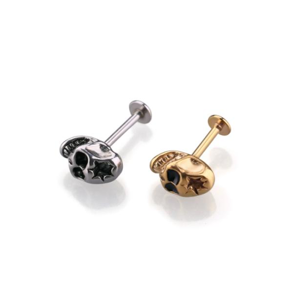 Surgical Steel Skull Cartilage Earring tragus helix piercing labret piercing cool skull lip piercing rings