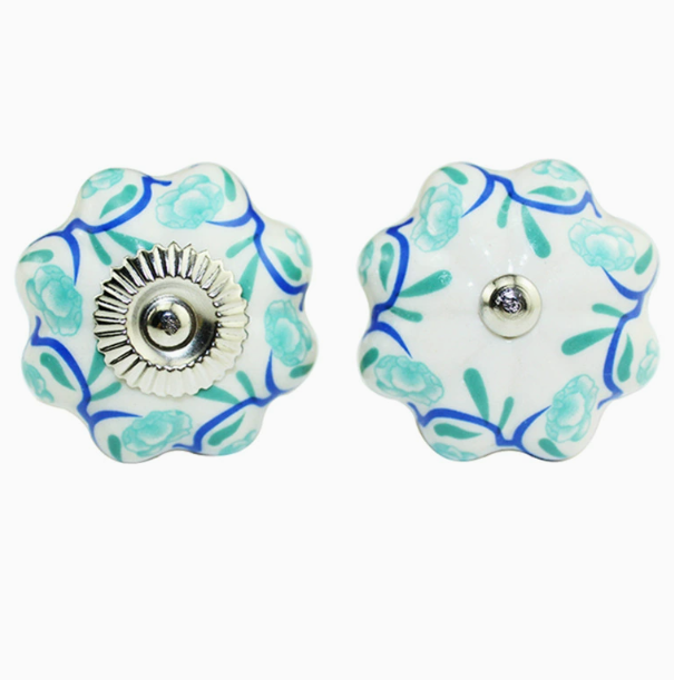 Vintage Bohemian Ceramic Petal Shape Colorful Handle Knob Kitchen Bedroom Drawer Cabinet Door Handle
