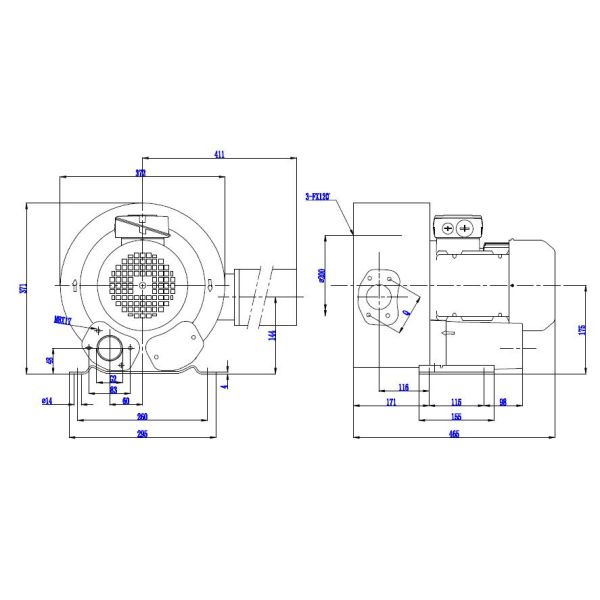 Double Stage High Pressure Regenerative Blower For Gas Transmission 3kw