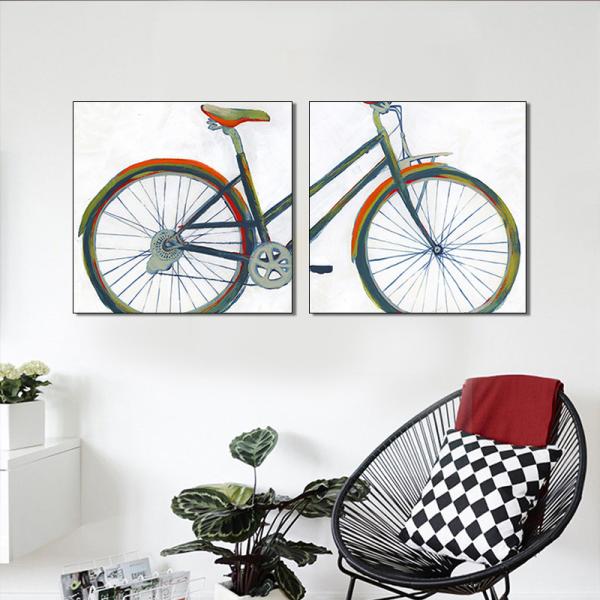 Customized Spray Painting Vintage Bike On Canvas Easy Set Up Living Room Decoration Prints