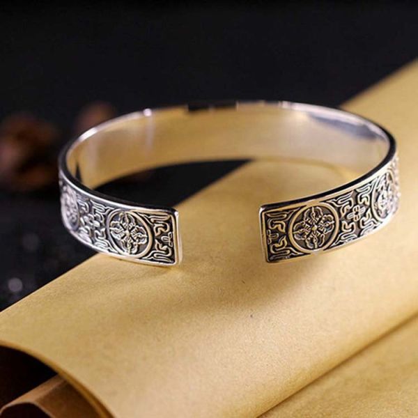 Retro Sterling Silver Cuff Bangle Bracelet for Men and Women (XH056470W)