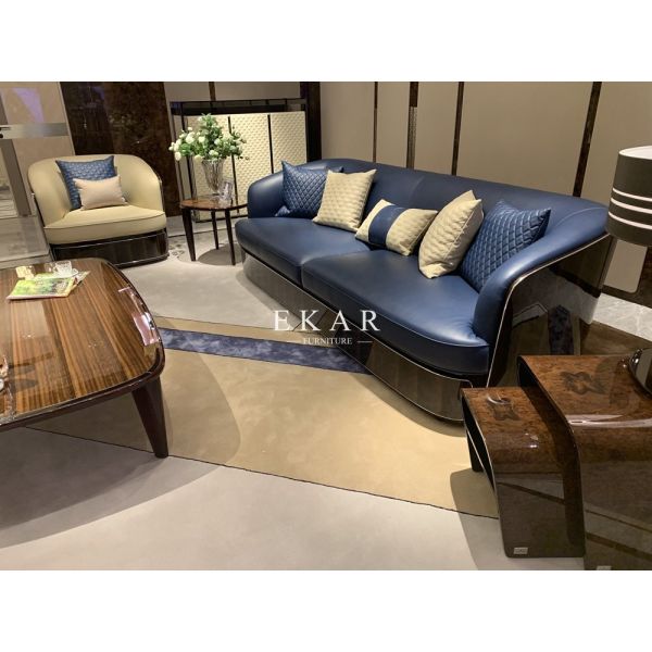 Modern Luxury Italian Leather Living Room 7 Seater Sofa Set For Villa