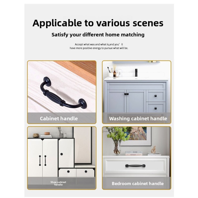 Solid Black Modern European Stainless Steel Alloy Solid Handle for Cabinet Shoe Door Surface Mounting Furniture Hardware