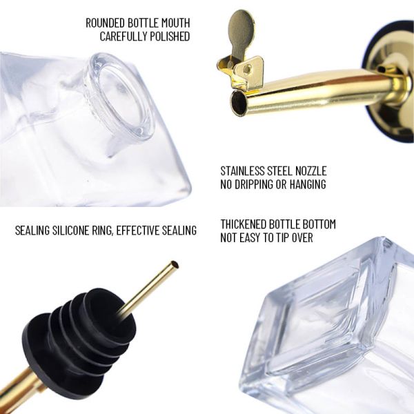 Dispensateur d'huile en verre de 500 ml sur mesure B2B Dispensateur d'huile en verre de 500 ml Dispensateur d'huile en acier inoxydable antigouttes Dispositif de protection V