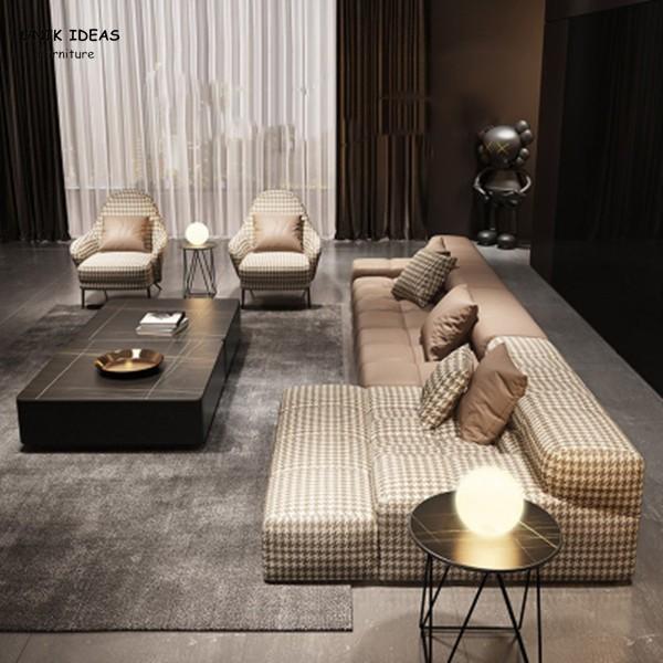 Sofá secional Sofa Low Back Living grande Loveseats de veludo preto de Brown azul