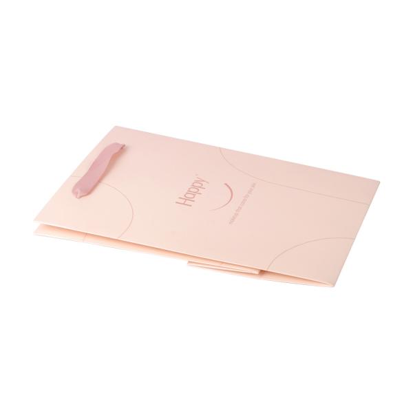 Eco Friendly Pink Paper Packaging Bags For Cosmetic With Ribbon Handle