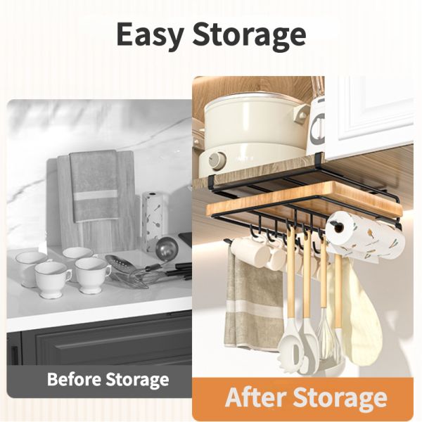 Metal Cutting Board Holder Hanging Rack Under Cabinet Shelf Organizer Door For Kitchen