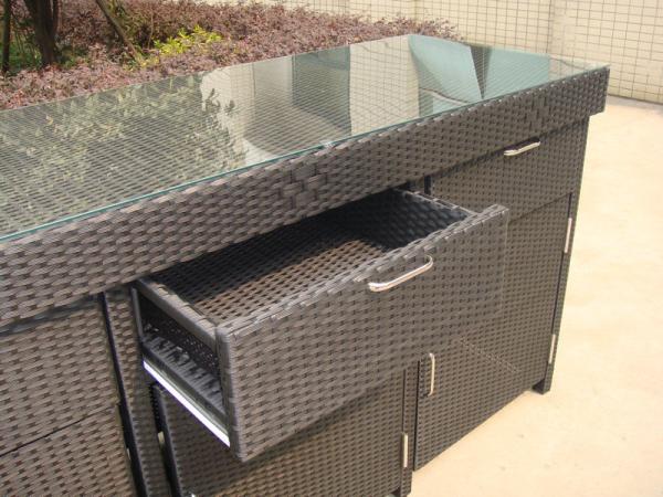 Aluminum Frame And Resin Wicker Bar Set Bar Table For Indoor