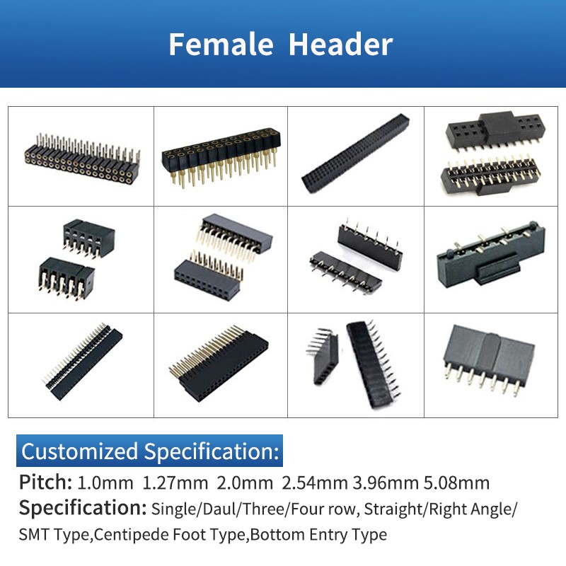 2.54 Double Row Vertical Right Angle 2x4-pin PCB Male-Female Connector Headers