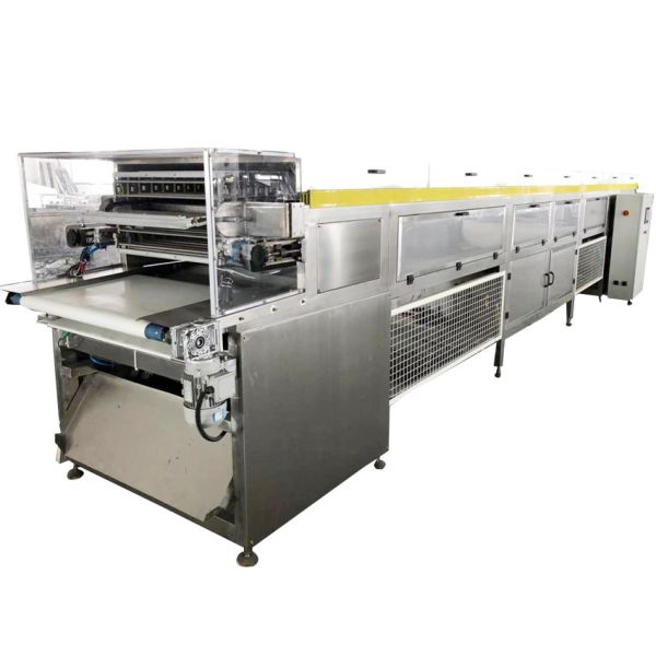 Pocky Biscuit Chocolate Coating Machine 1300kg/h Nuts Decoration Air Cooling