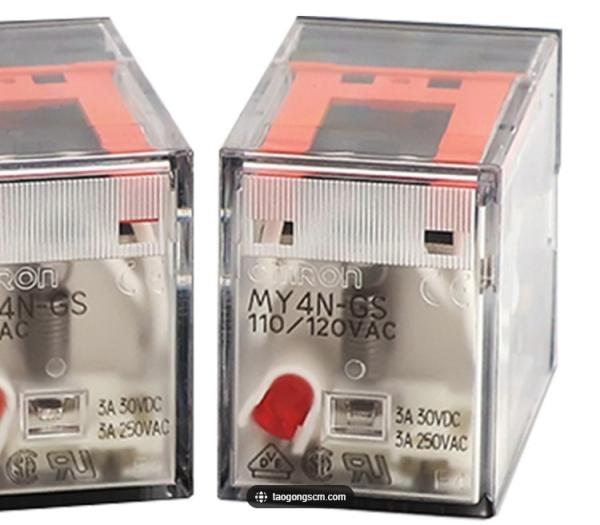 Relais d'alimentation miniature, 4 pôles, contact unique, bornes branchables, circuit CR intégré pour l'absorption des surtensions par bobine, avec op