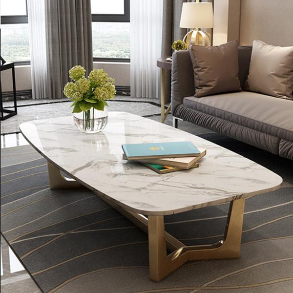 Sala de estar Mesa de café de mármore e aço inoxidável Altura 0,45m