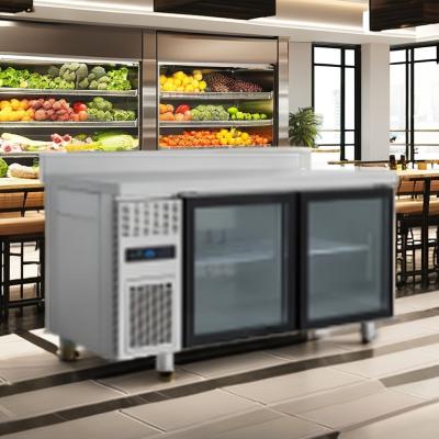 Refroidisseur de comptoir de cuisine à température unique, à deux portes vitrées, pour présentation, hôtel, bar, réfrigération