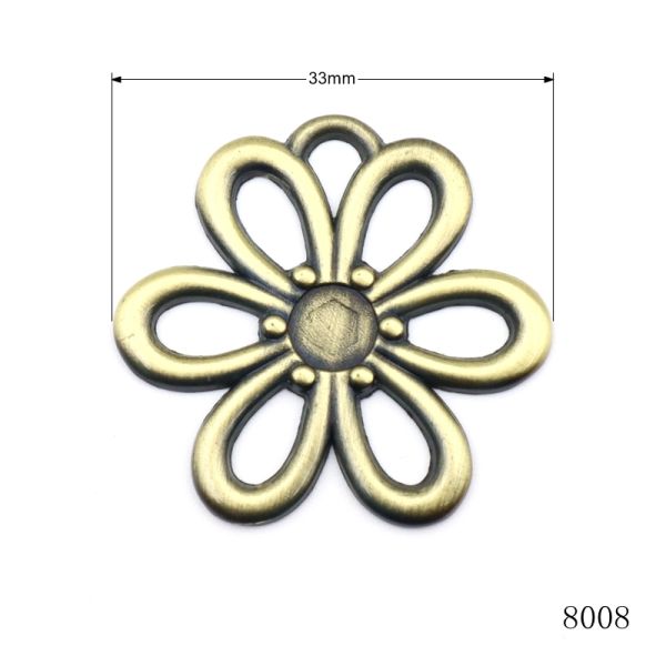 Brushed Anti Brass Flower Shape Metal Logo Tag Zinc Alloy Tags For Handbags Hardware Accessories