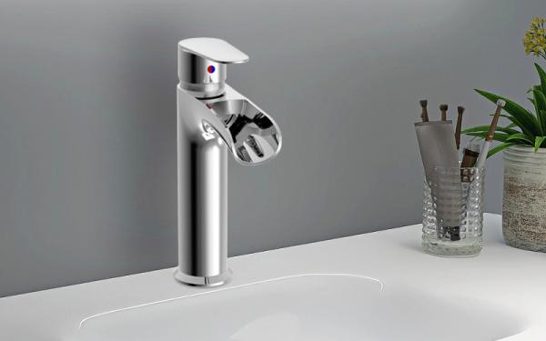 Unique Arc Design Single handle Basin Faucet in Bright Silver and Ornamental Value