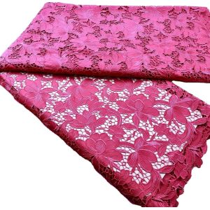 Milan Fashion African Cord Lace Chiffon Embroidery fabric Nigerian Guipure Lace  water-soluble embroidery wedding bridal dress