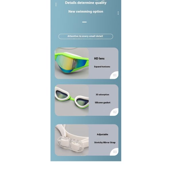 Electroplated colored unisex anti-fog swimming goggles, fashionable and good-looking eye protection glasses