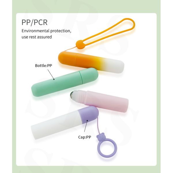 RPPG 25ml Cute Empty Green Colored Roller Bottle PP PCR Plastic Container With Plastic Roller Ball For Hair Serum