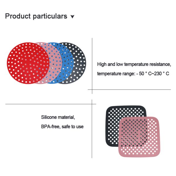 Набор Kitchenware силикона качества еды, теплостойкая циновка силикона Fryer воздуха
