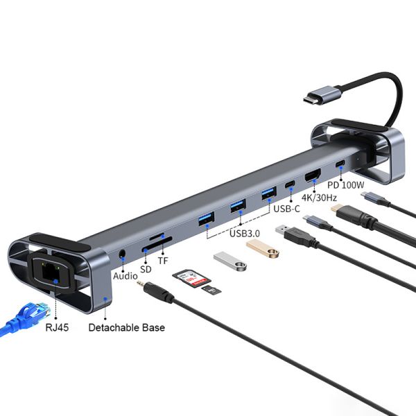 USB 3.1 Interface Type 10 In 1 Type C Hub For High Speed Data Transfer And Charging