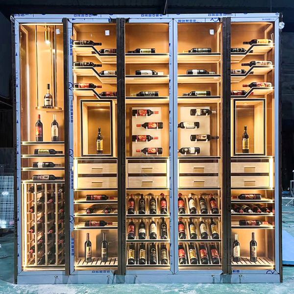 Modern Stainless Steel Thermostatic Wine Cabinet Humidity Control For Living Room