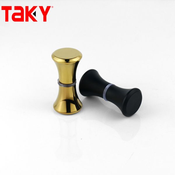 Matt Black Round Door Knob for Frameless Shower Glass Door in House Office Bathroom