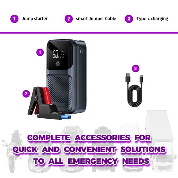 CY52 12V Portable Car Jump Starter with 12000mAh Battery 500A Starting Current and 1000A Peak Power Bank