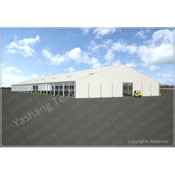 Aluminum Frame Industrial Storage Tents , Grey Fabric Temporary Warehouse Tent