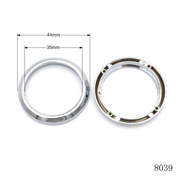 35mm Chrome Plated Zinc Alloy Diecasting Polygonized Circle Metal O Ring With Back Screw