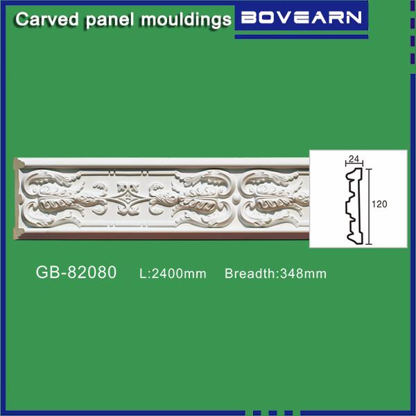 Polyurethane carving wall Mouldings/ Chair rails/ white primed color customized OEM accepted