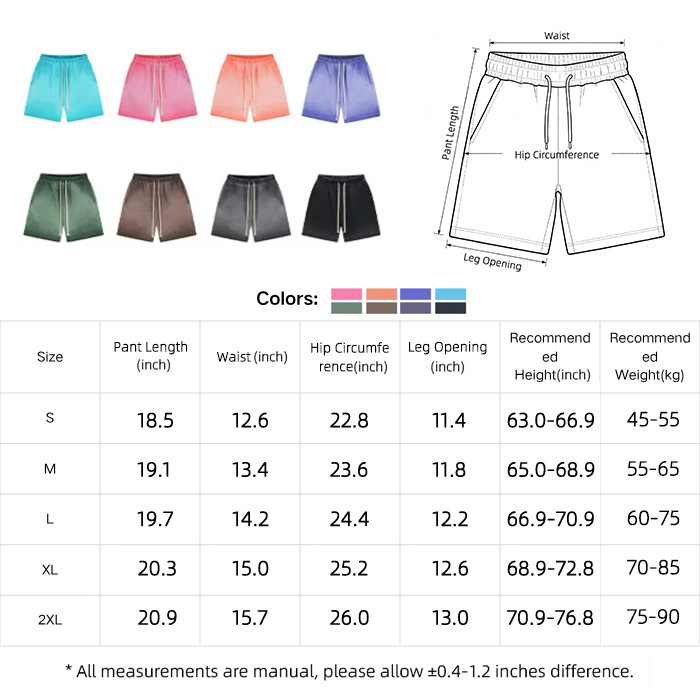 430GSM Men's Sweatpants Shorts Gradient Washed Knee Length Sweat Shorts Oversized