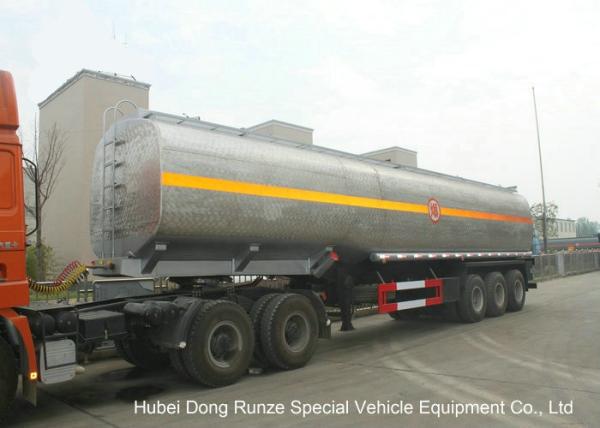 Liquid Alkali Tanker Trailer With Stainless Steel Polished Tank For Sodium Hydroxide