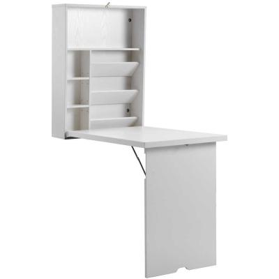 White 59“H 6.2“D Folding Home Office Computer Table With Shelves