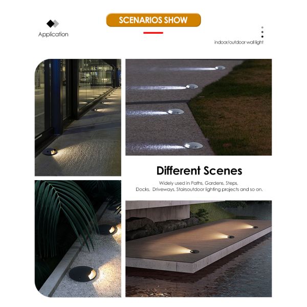 Side View LED Step Light IP67 1W 2W Aluminum Material Body One way Two way DC24V Warm White